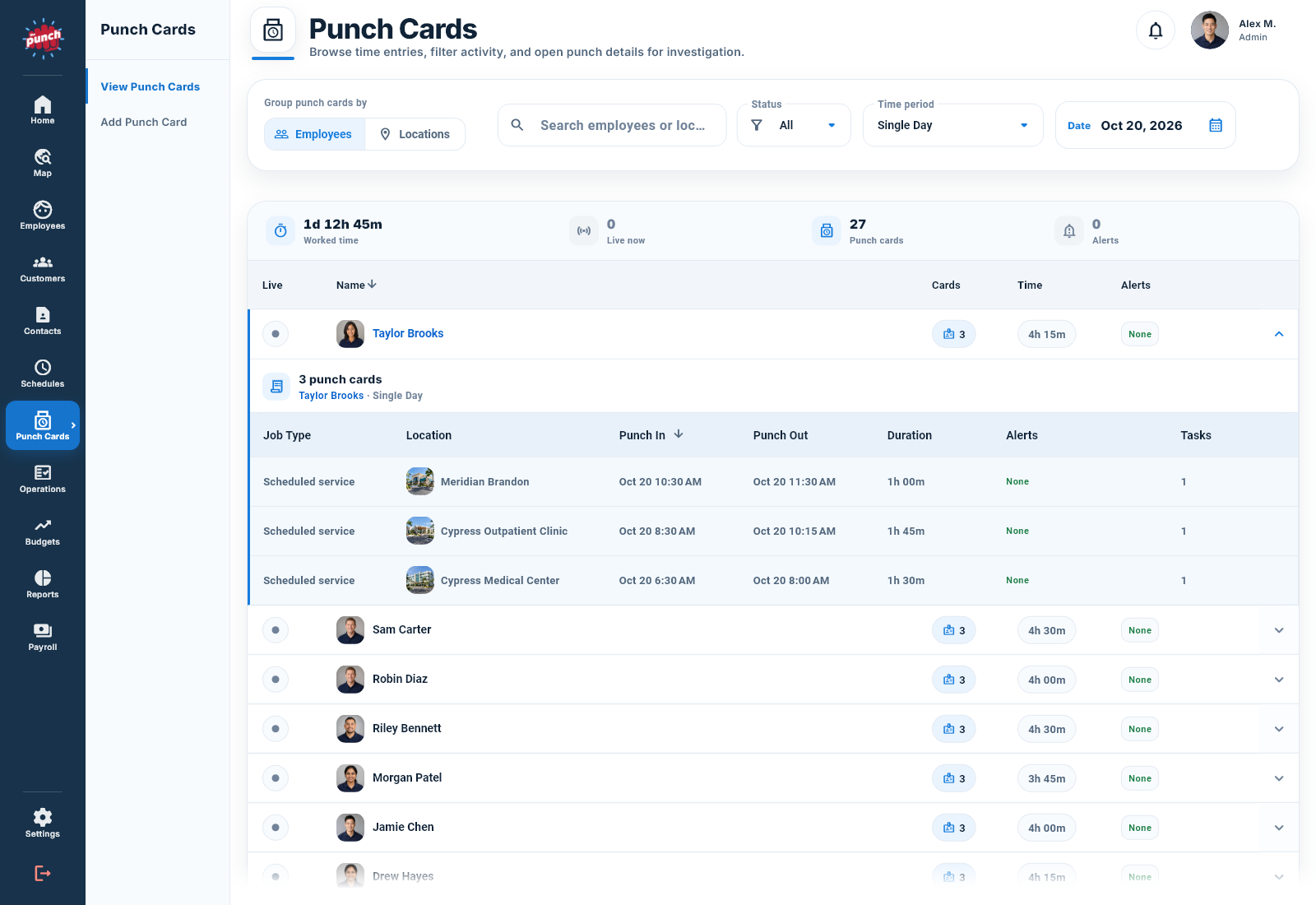 Actual The Punch App admin panel · light